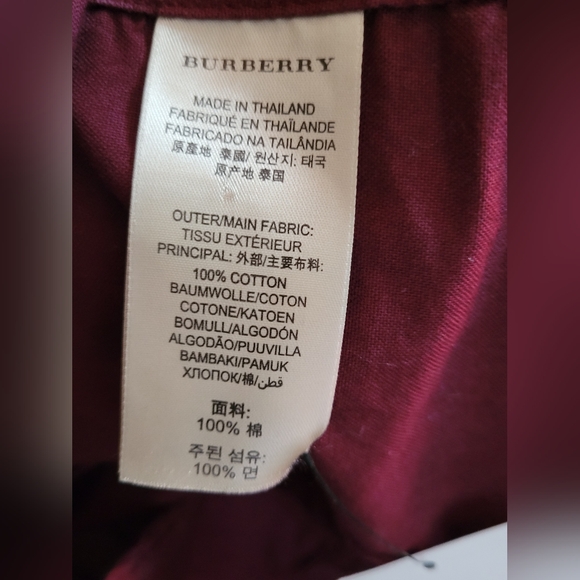 Burberry Brit button-up long sleeve Burgundy designer shirt size xtra-small - Picture 6 of 6